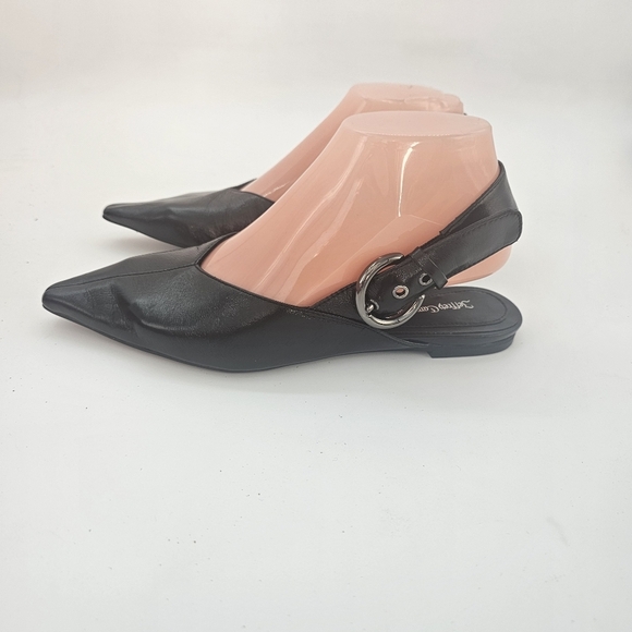 Jeffrey Campbell Black Scone Slingback Pointed Toe Flat Size 7 NWOB Leather - Picture 4 of 11